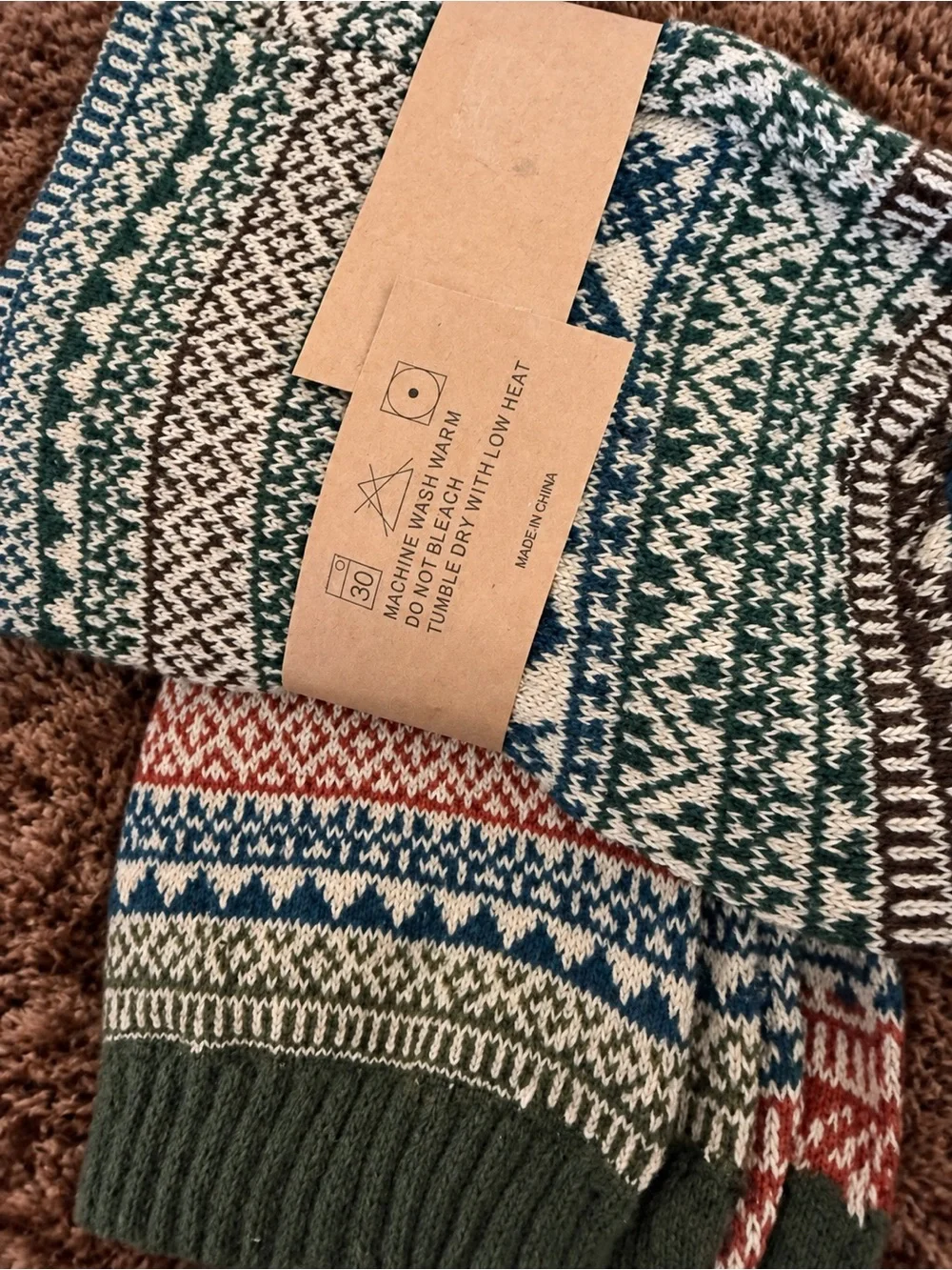 Women’s Fashion Boutique Fair Isle Crew Socks - Green & Blue
